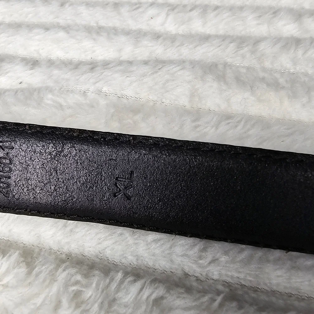 Brighton Womens Hook Buckle Leather Belt XL Black Silver Western Minimalist